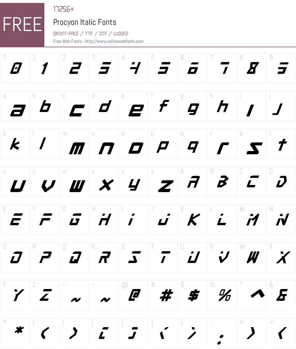 Procyon Italic Font Screenshots