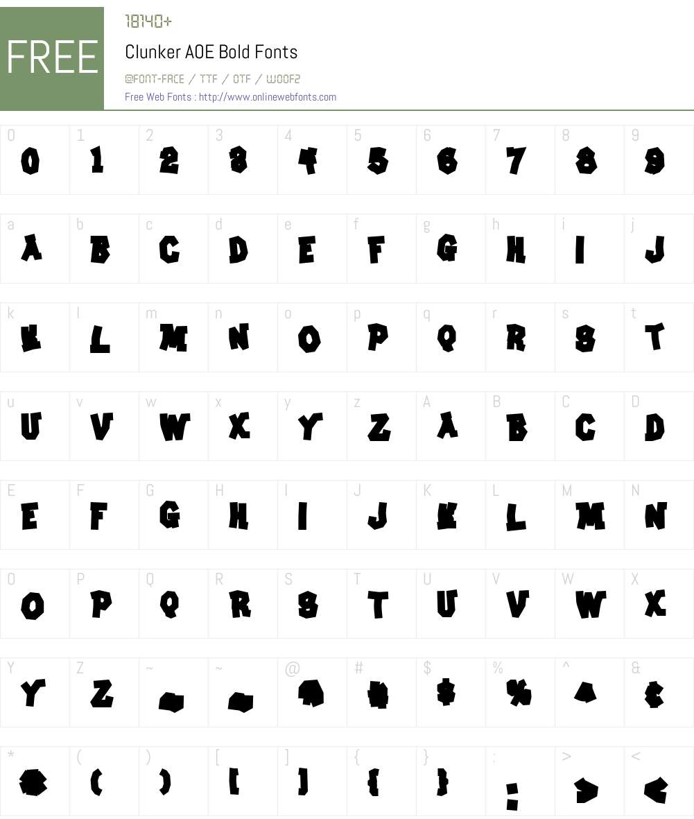 Clunker AOE Font Screenshots