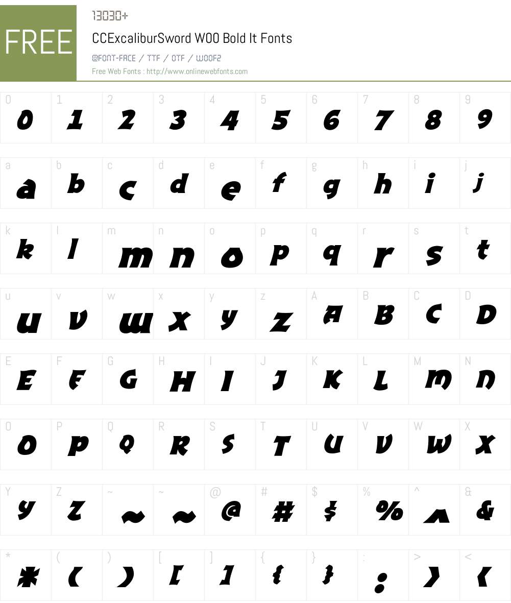 CCExcaliburSwordW00-BoldIt Font Screenshots