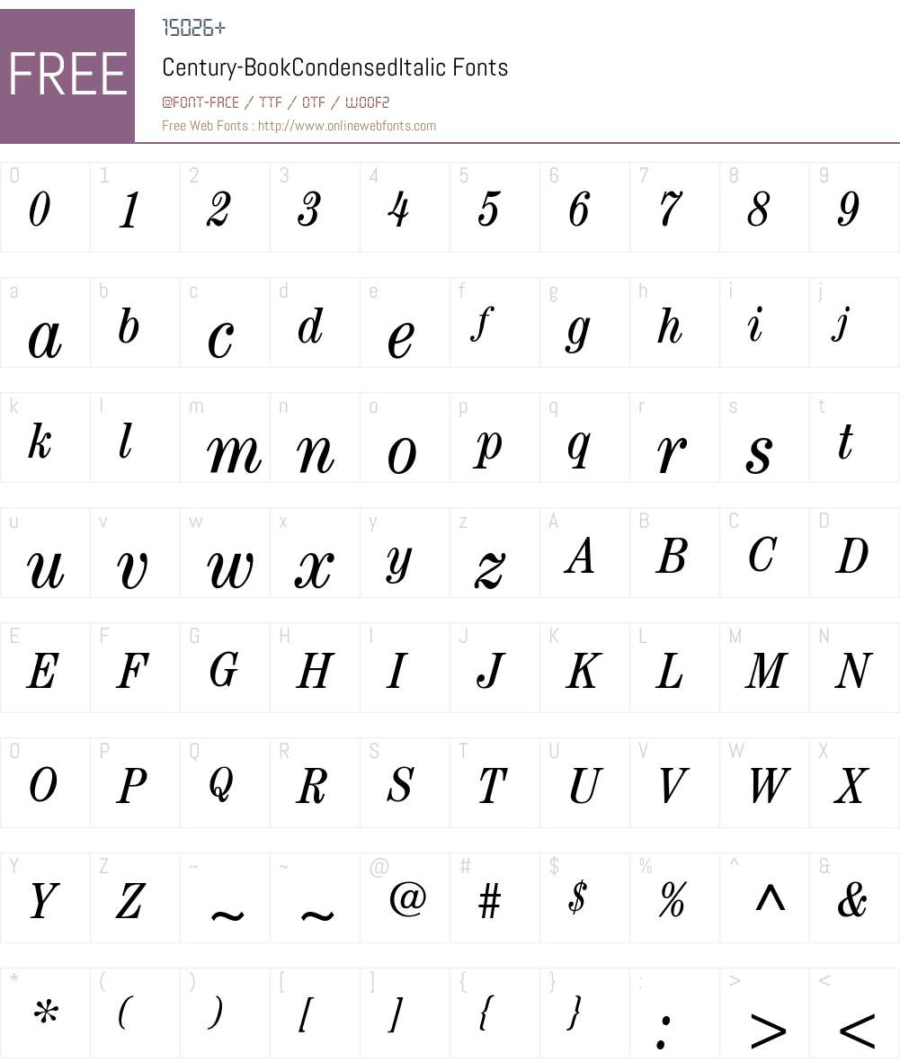ITC Century Book Condensed Font Screenshots