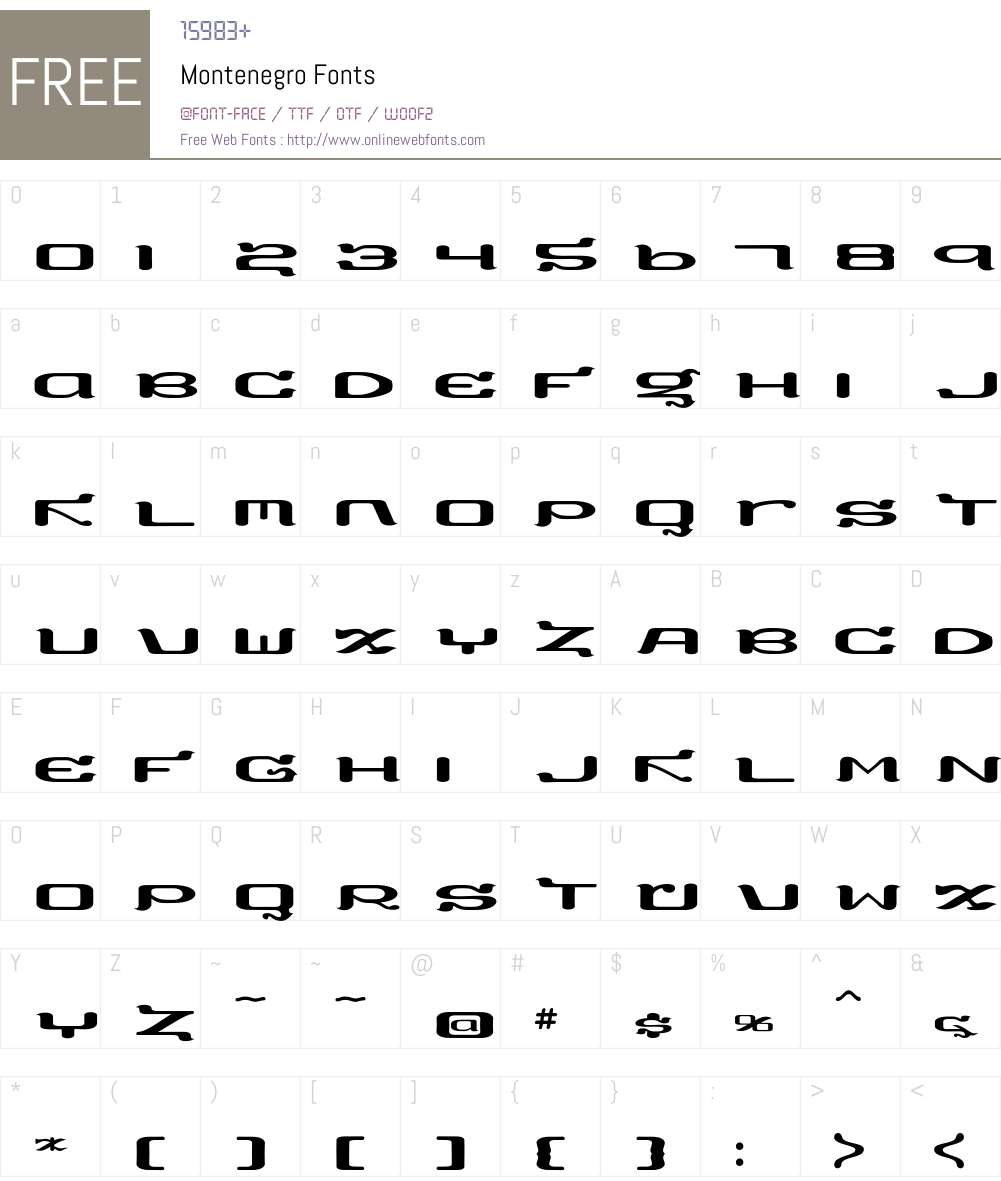 Montenegro Font Screenshots