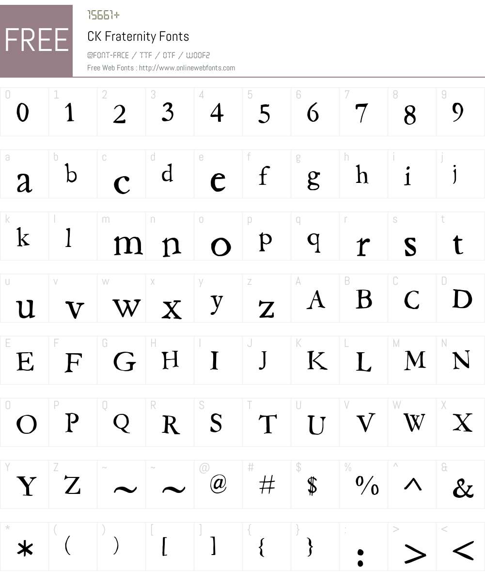 CK Fraternity Font Screenshots