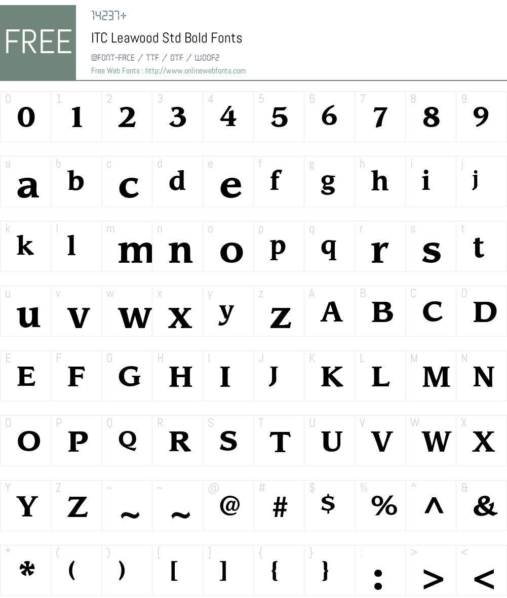 ITC Leawood Std Font Screenshots