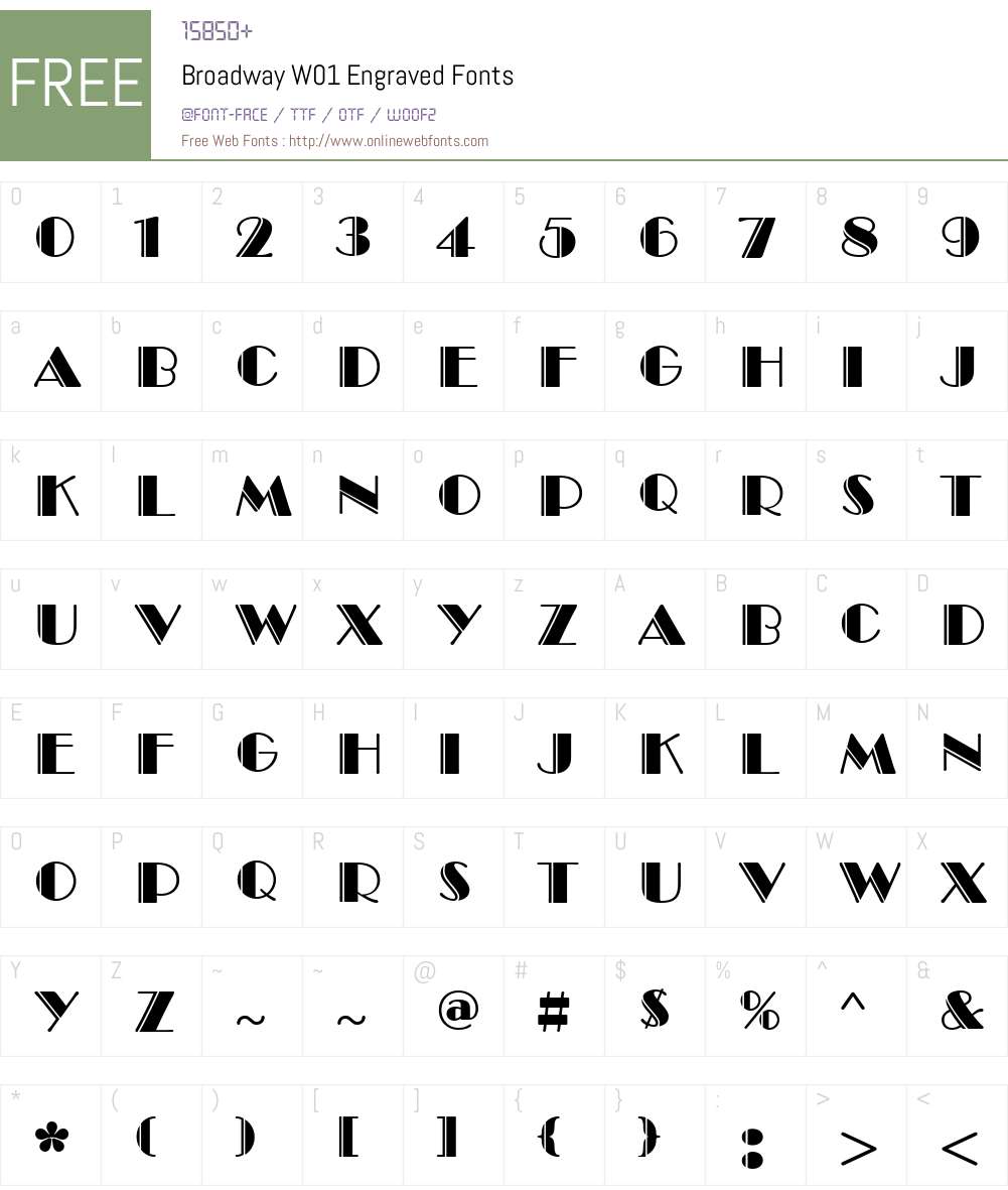BroadwayW01-Engraved Font Screenshots