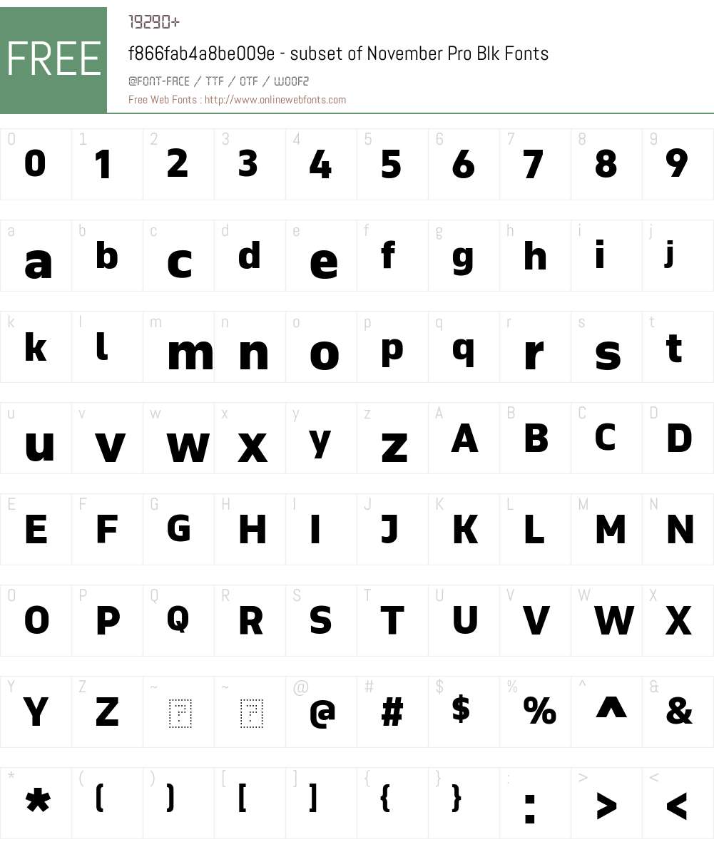 f866fab4a8be009e - subset of November Pro Blk Font Screenshots