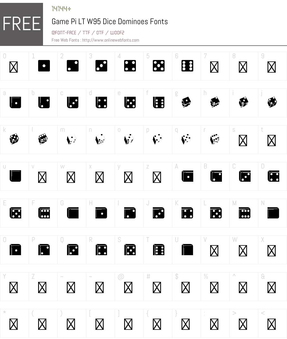 GamePiLTW95-DiceDominoes Font Screenshots