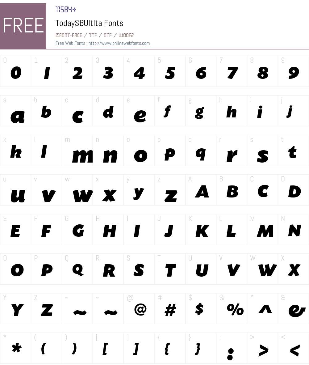 Today SB UltIta Font Screenshots
