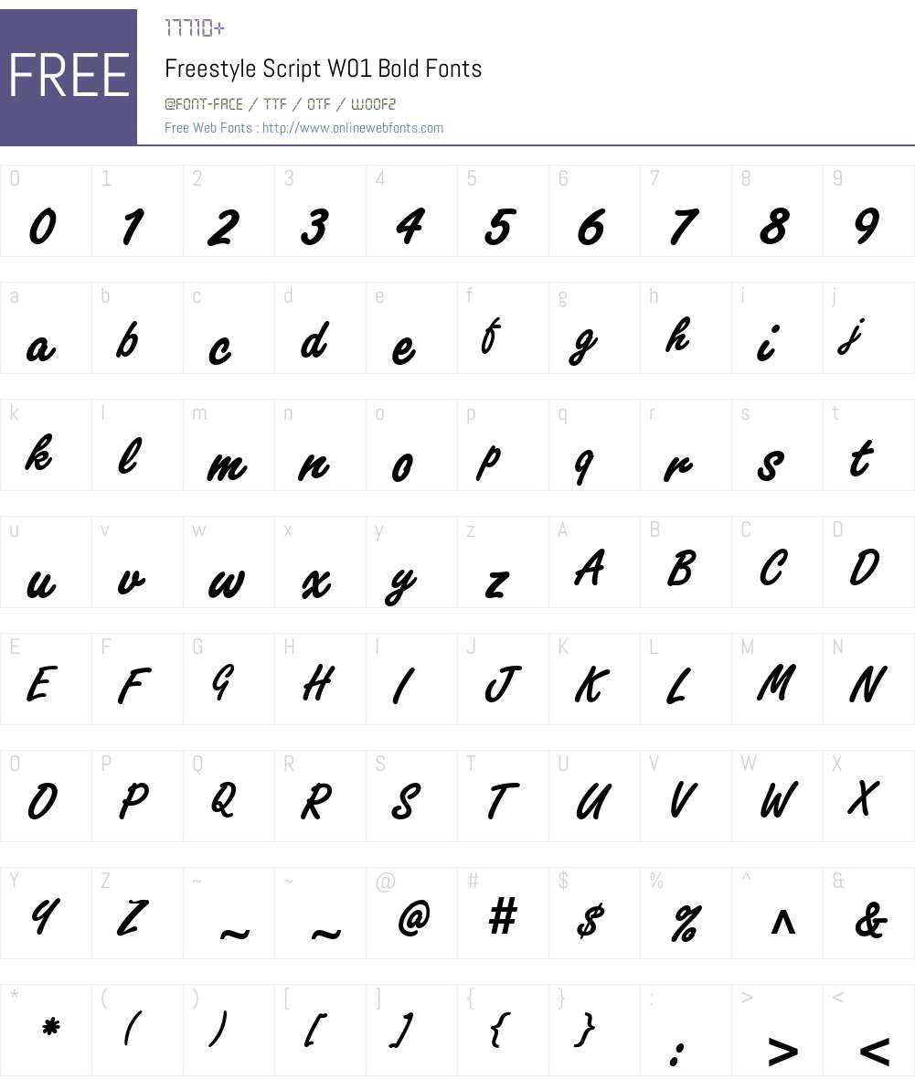 FreestyleScriptW01-Bold Font Screenshots