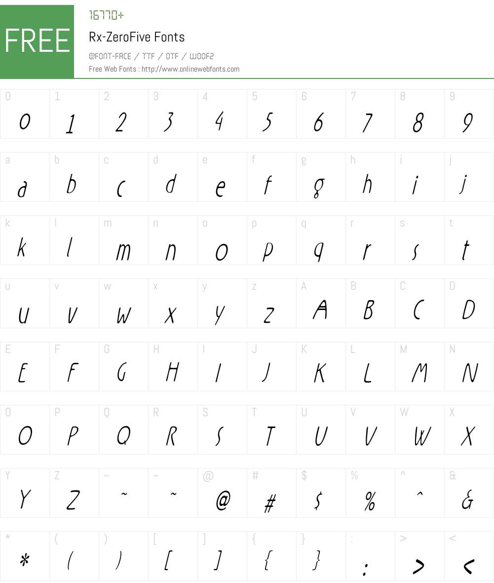 Rx-ZeroFive Font Screenshots