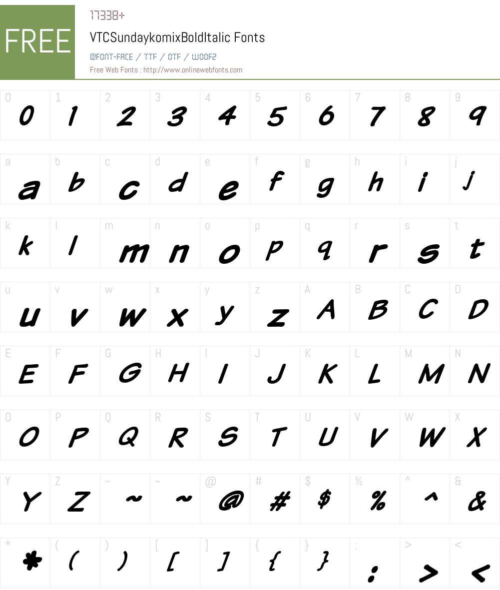 VTCSundaykomix Font Screenshots