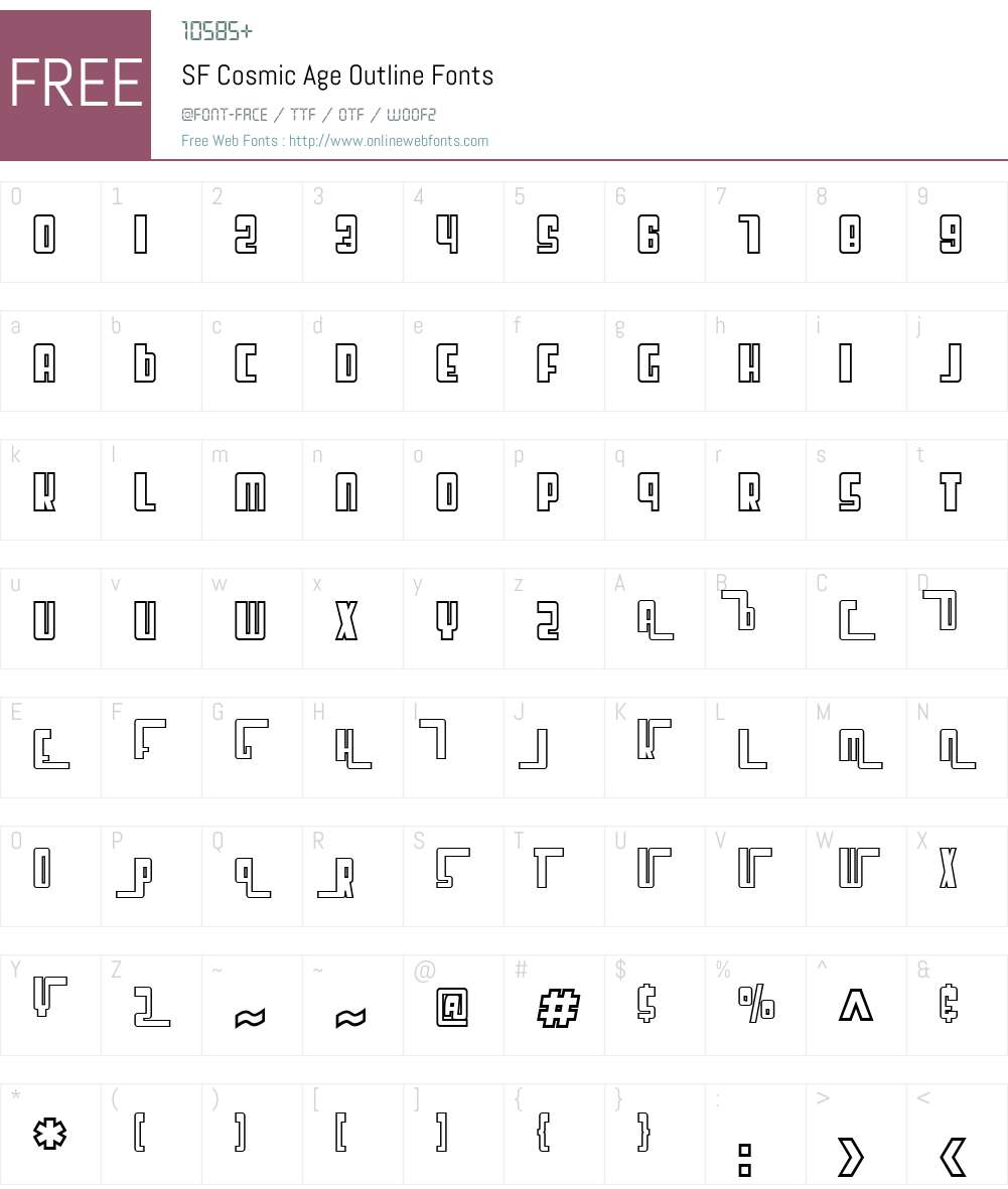 SF Cosmic Age Outline Font Screenshots