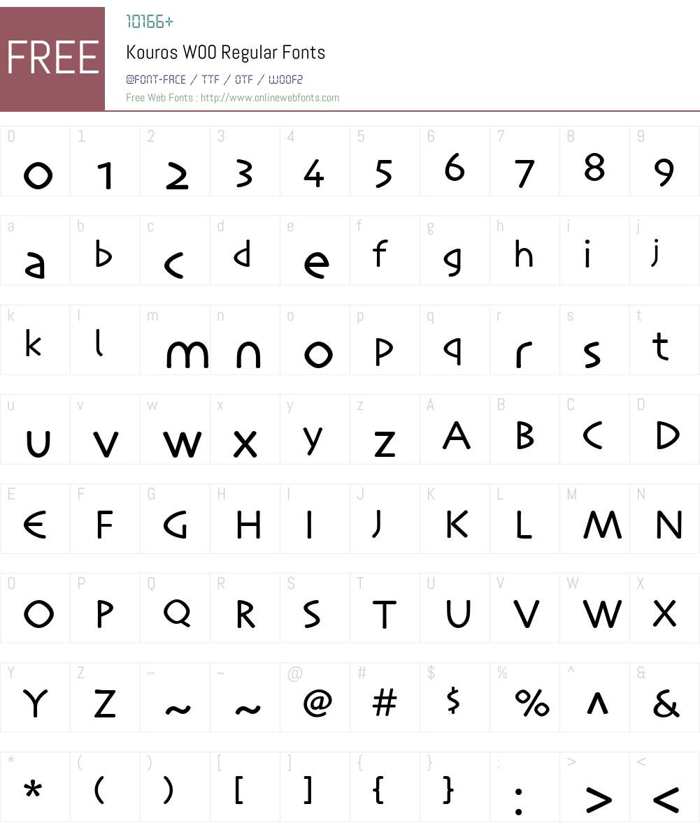 KourosW00-Regular Font Screenshots