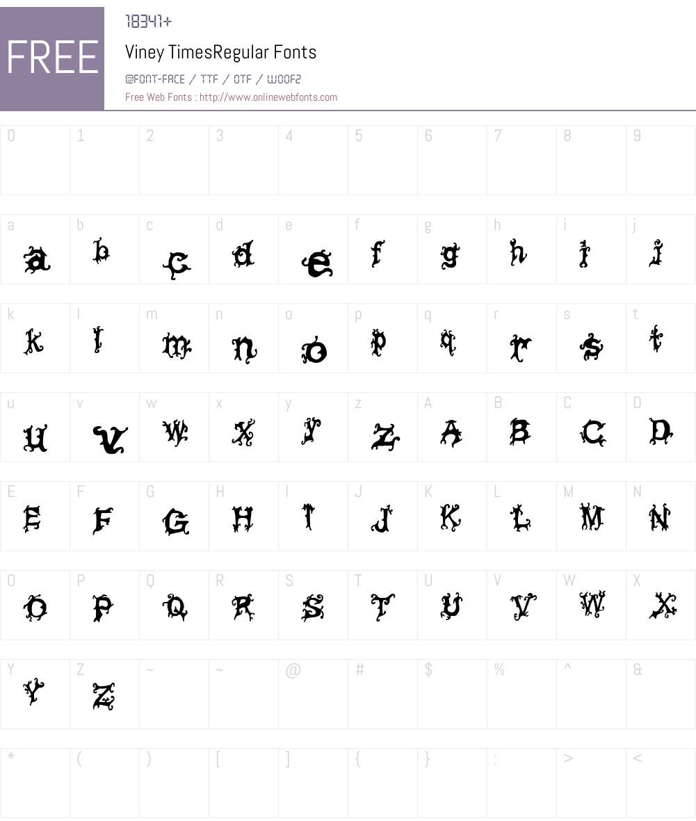 Viney Times Font Screenshots