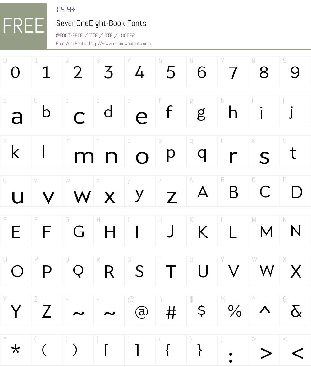 718 Book Font Screenshots