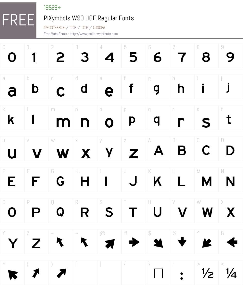 PIXymbolsW90-HGERegular Font Screenshots