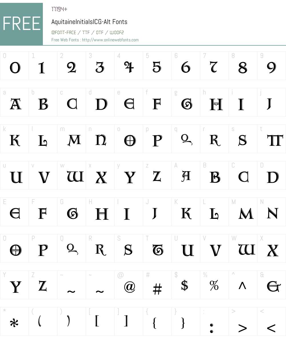 AquitaineInitialsICG Font Screenshots