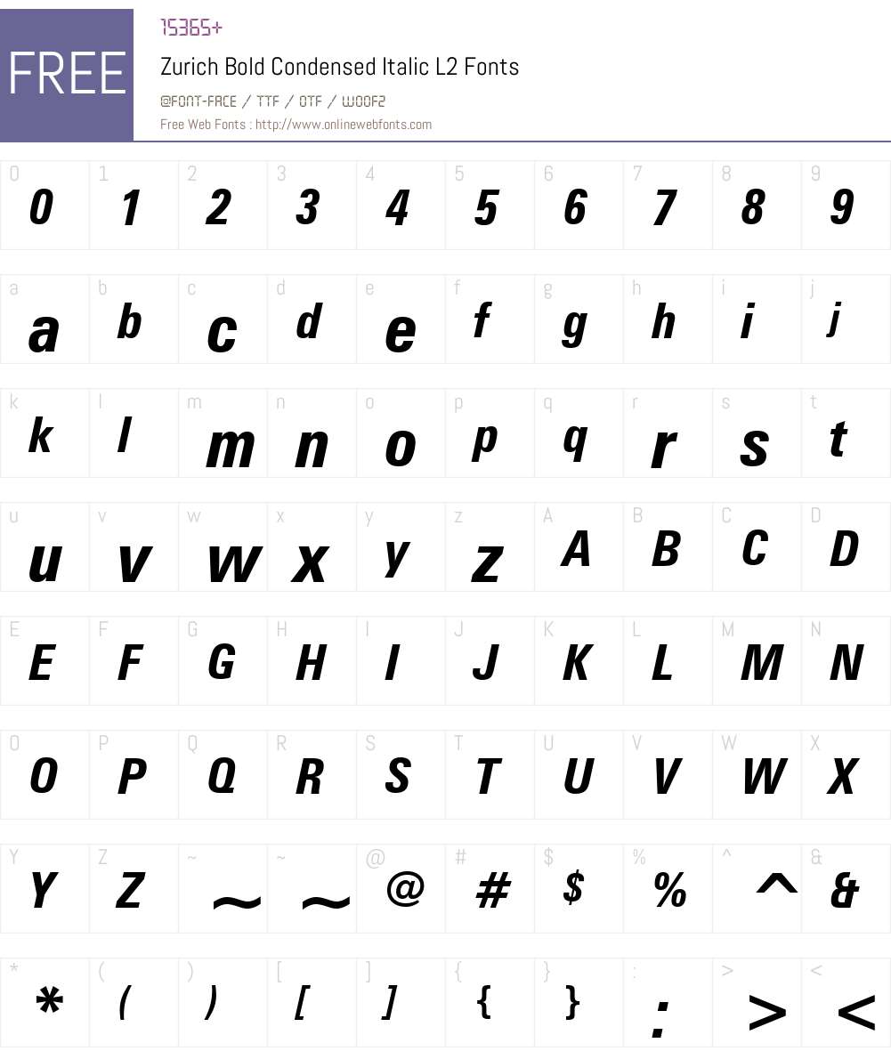Zurich Cn L2 Font Screenshots