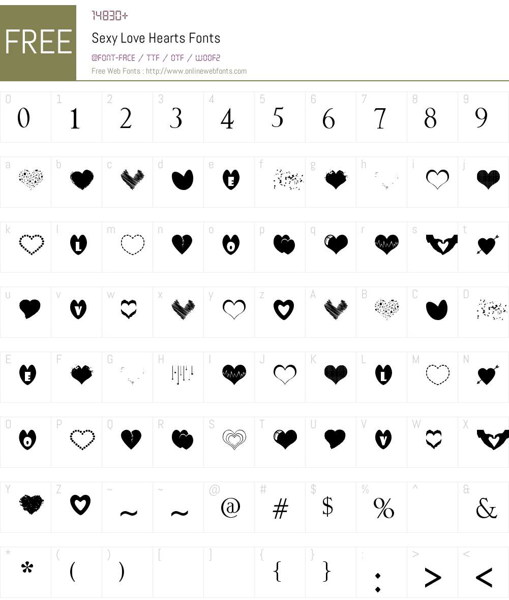 Sexy Love Hearts Font Screenshots