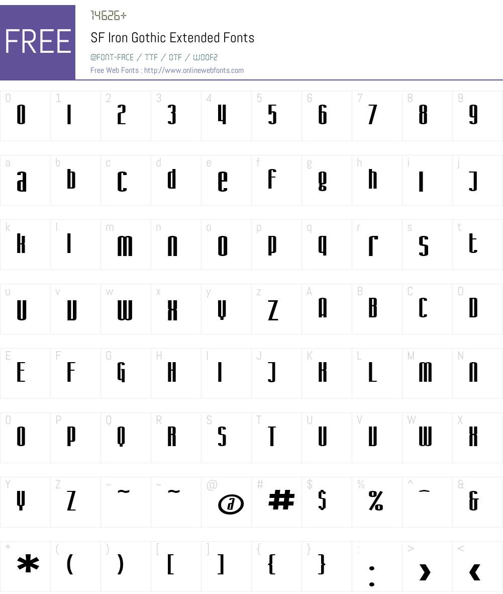 SF Iron Gothic Extended Font Screenshots