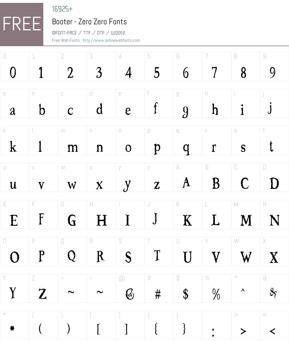 Booter - Zero Zero Font Screenshots
