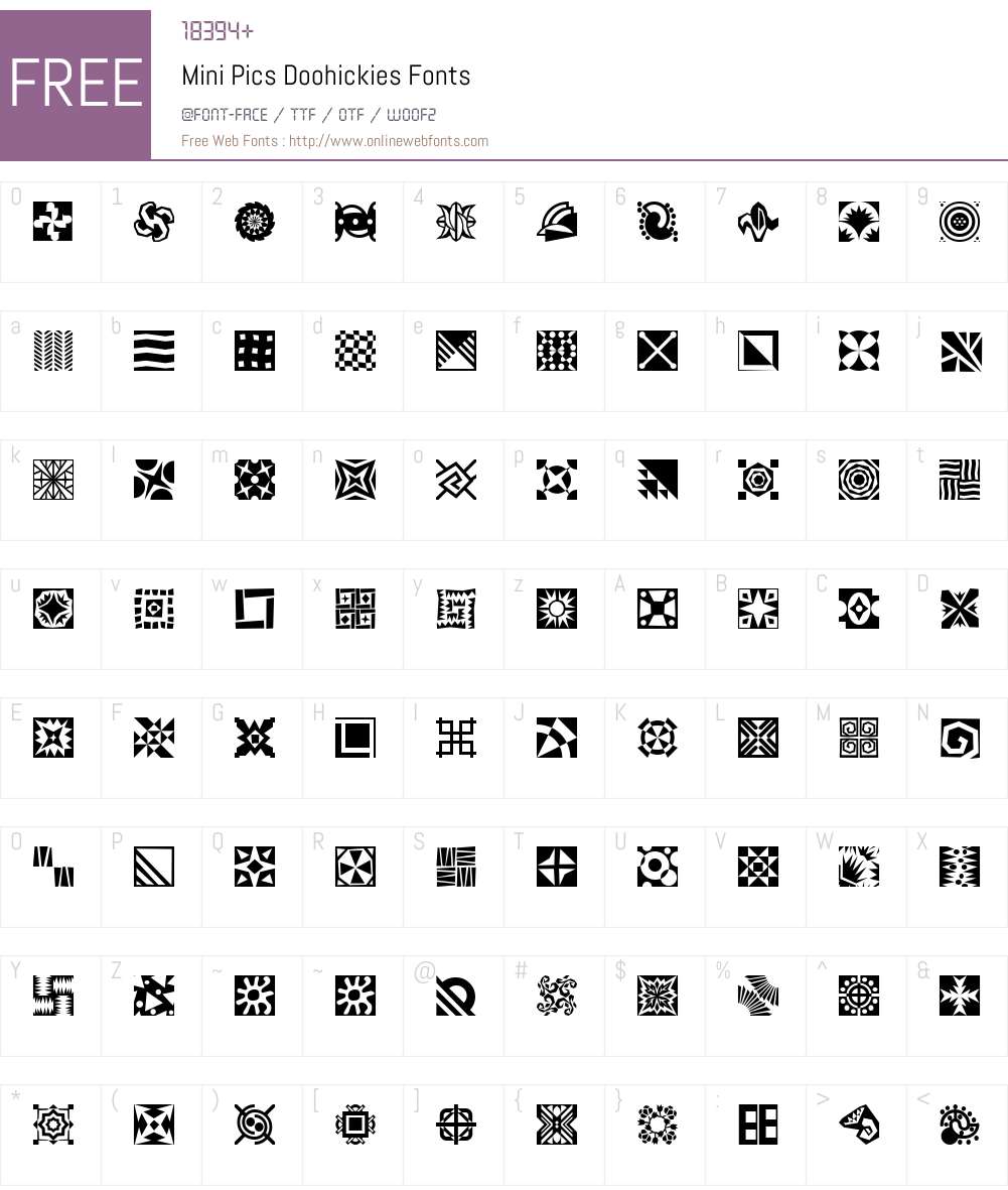 Mini Pics Font Screenshots