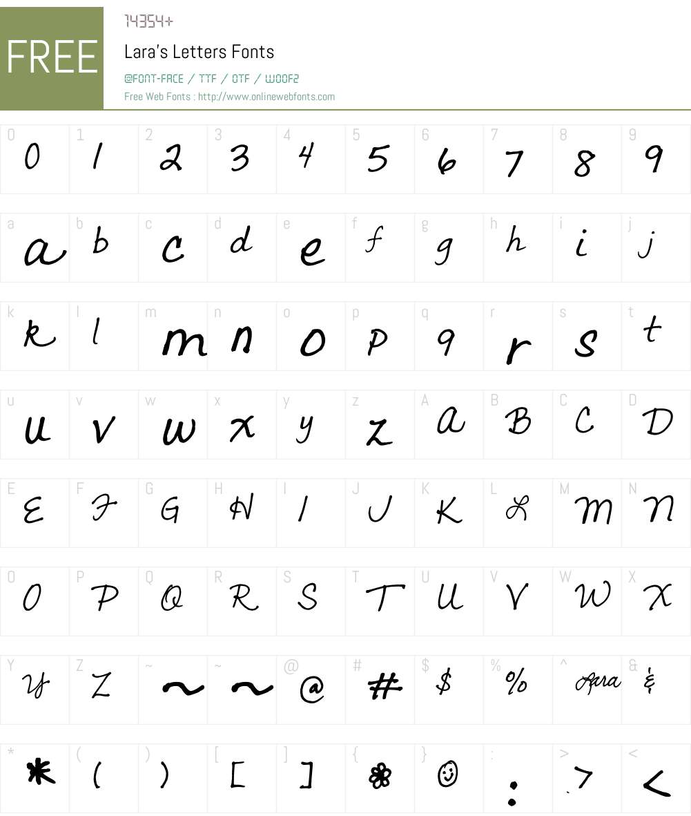 Lara's Letters Font Screenshots
