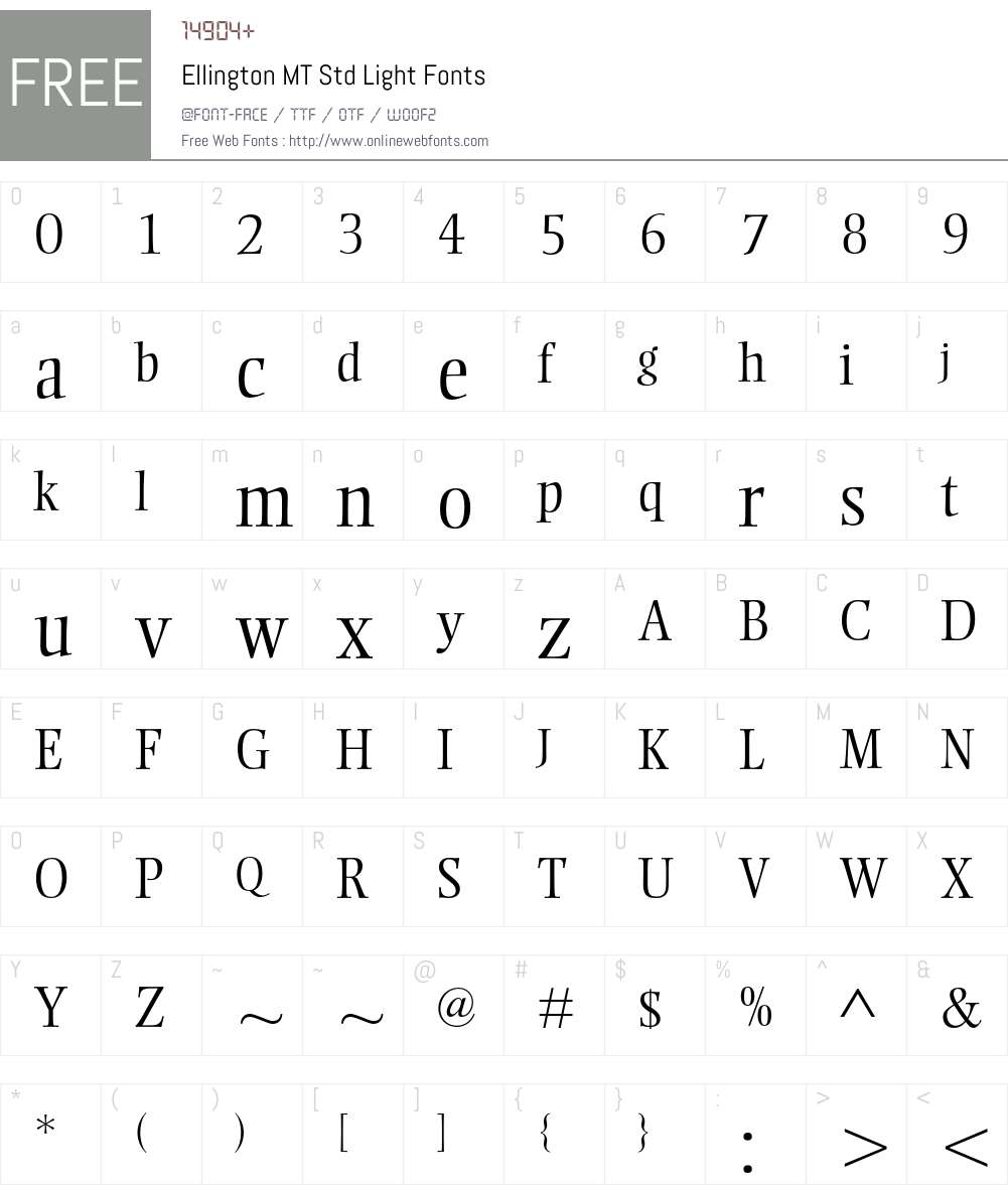 Ellington MT Std Font Screenshots
