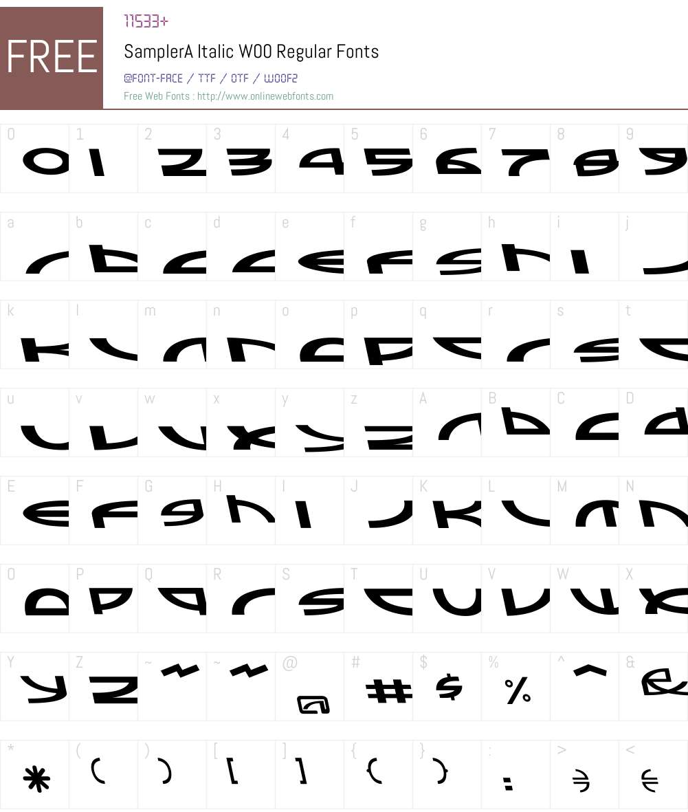 SamplerA Italic Font Screenshots