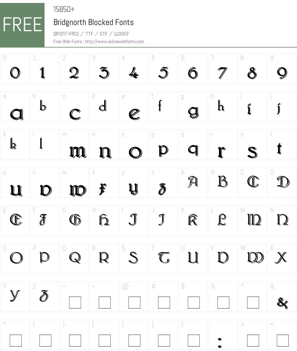 Bridgnorth Blocked Font Screenshots