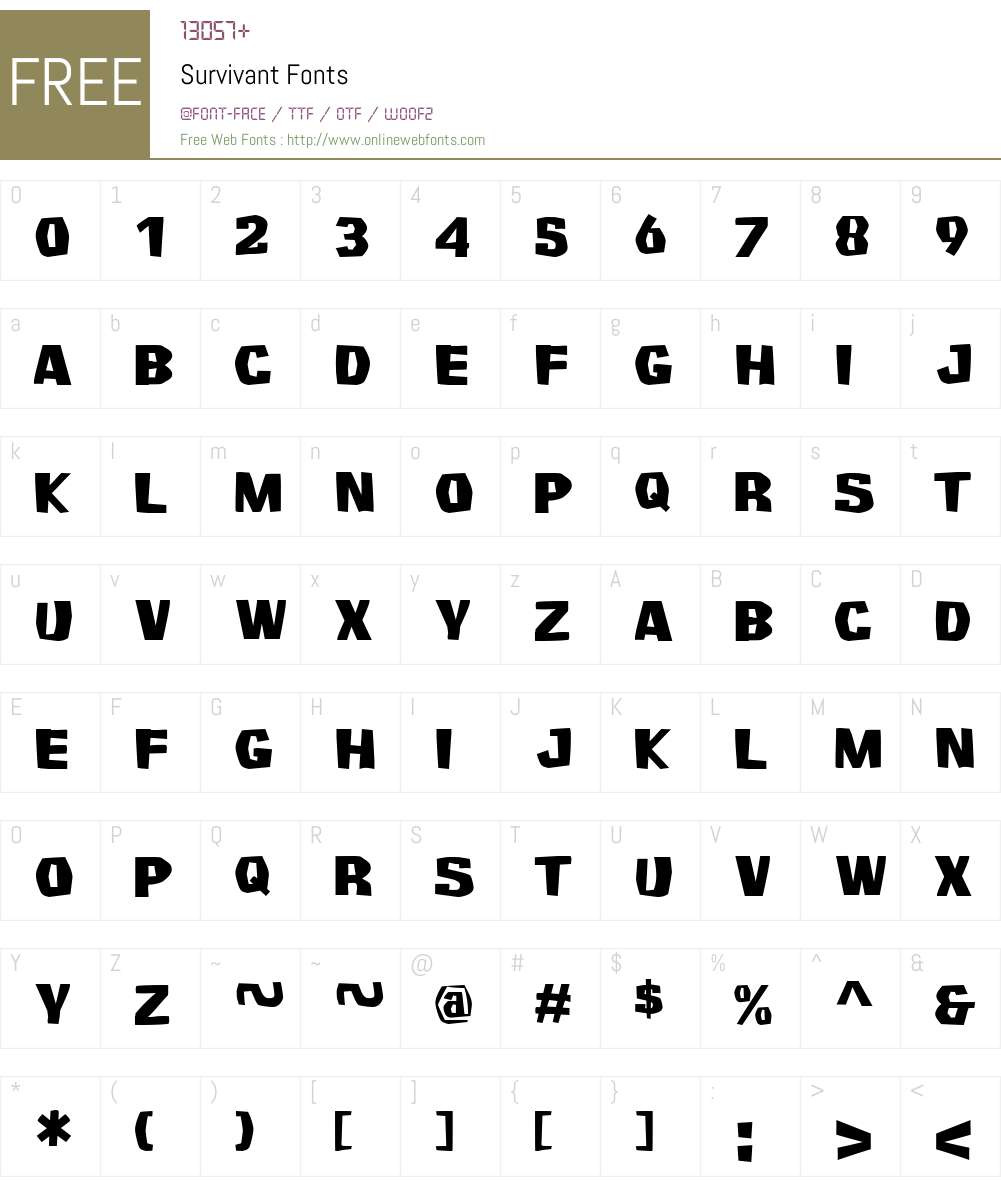 Survivant Font Screenshots