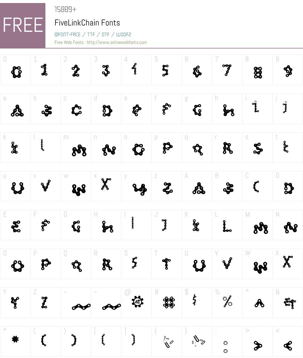 FiveLinkChainW00-Reg Font Screenshots