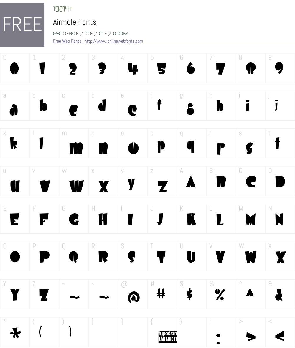 Airmole Font Screenshots