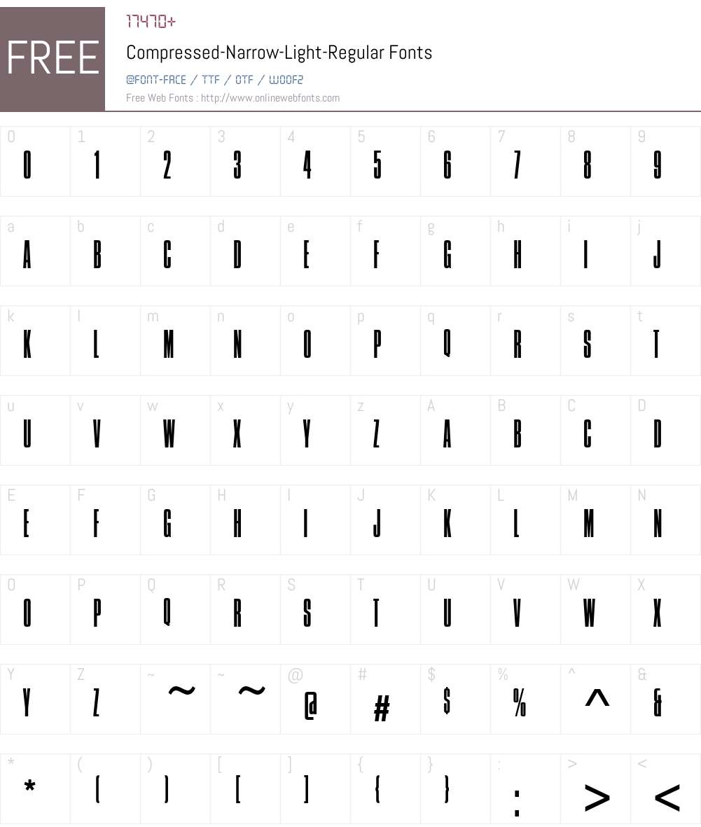 Compressed-Narrow-Light Font Screenshots