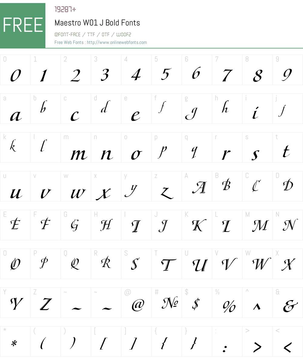 MaestroW01-JBold Font Screenshots