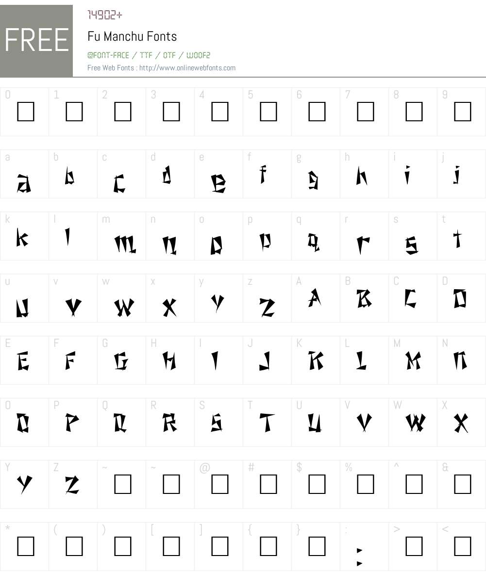 Fu Manchu Font Screenshots