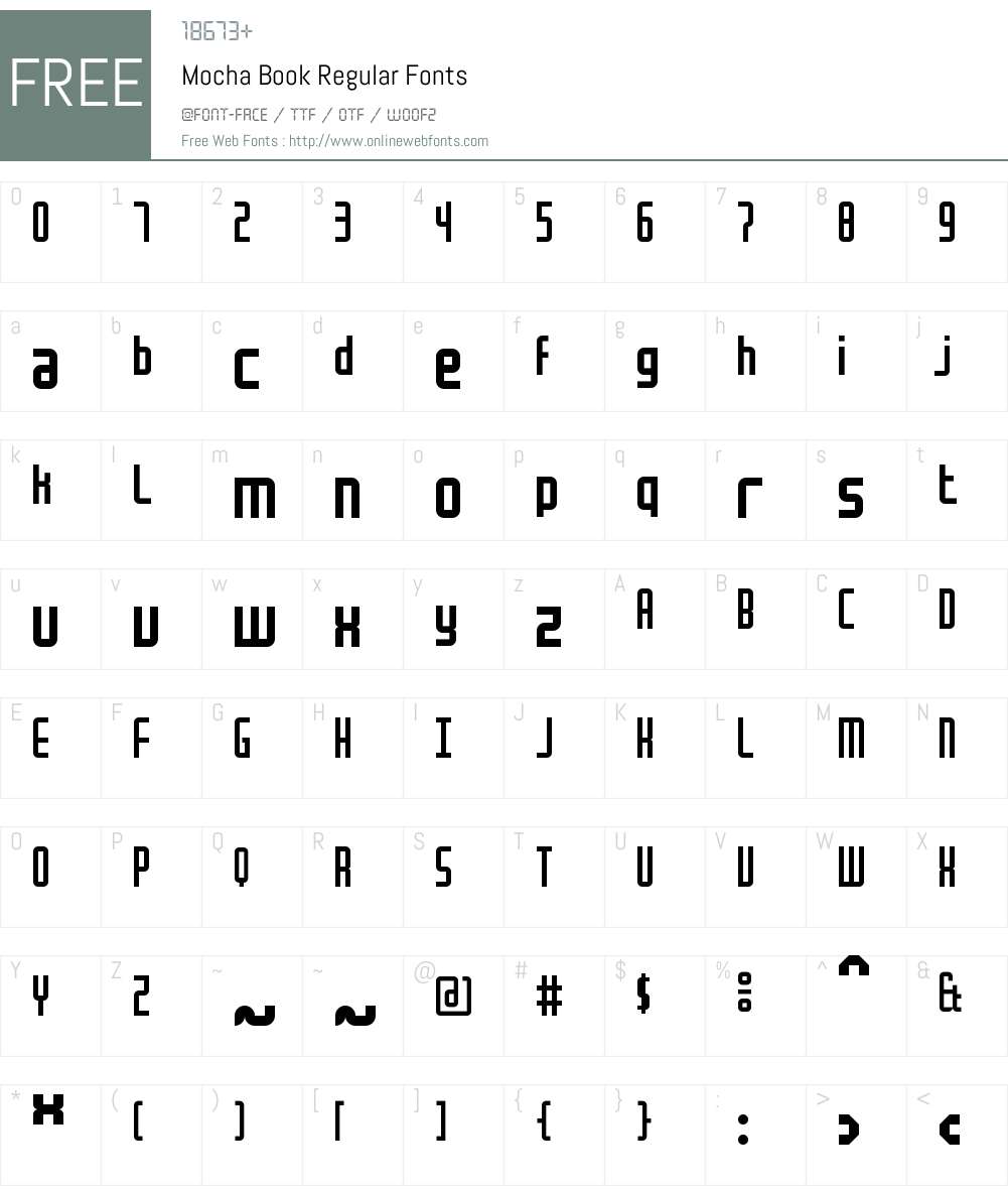 Mocha Book Font Screenshots