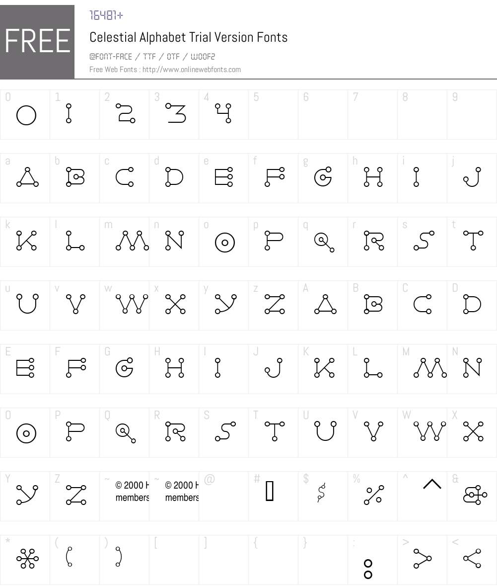 Celestial Alphabet Font Screenshots