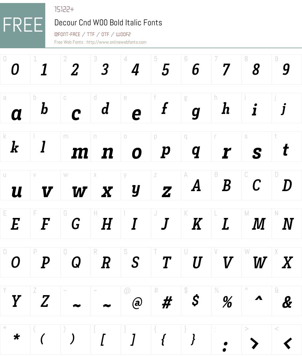 DecourCndW00-BoldItalic Font Screenshots