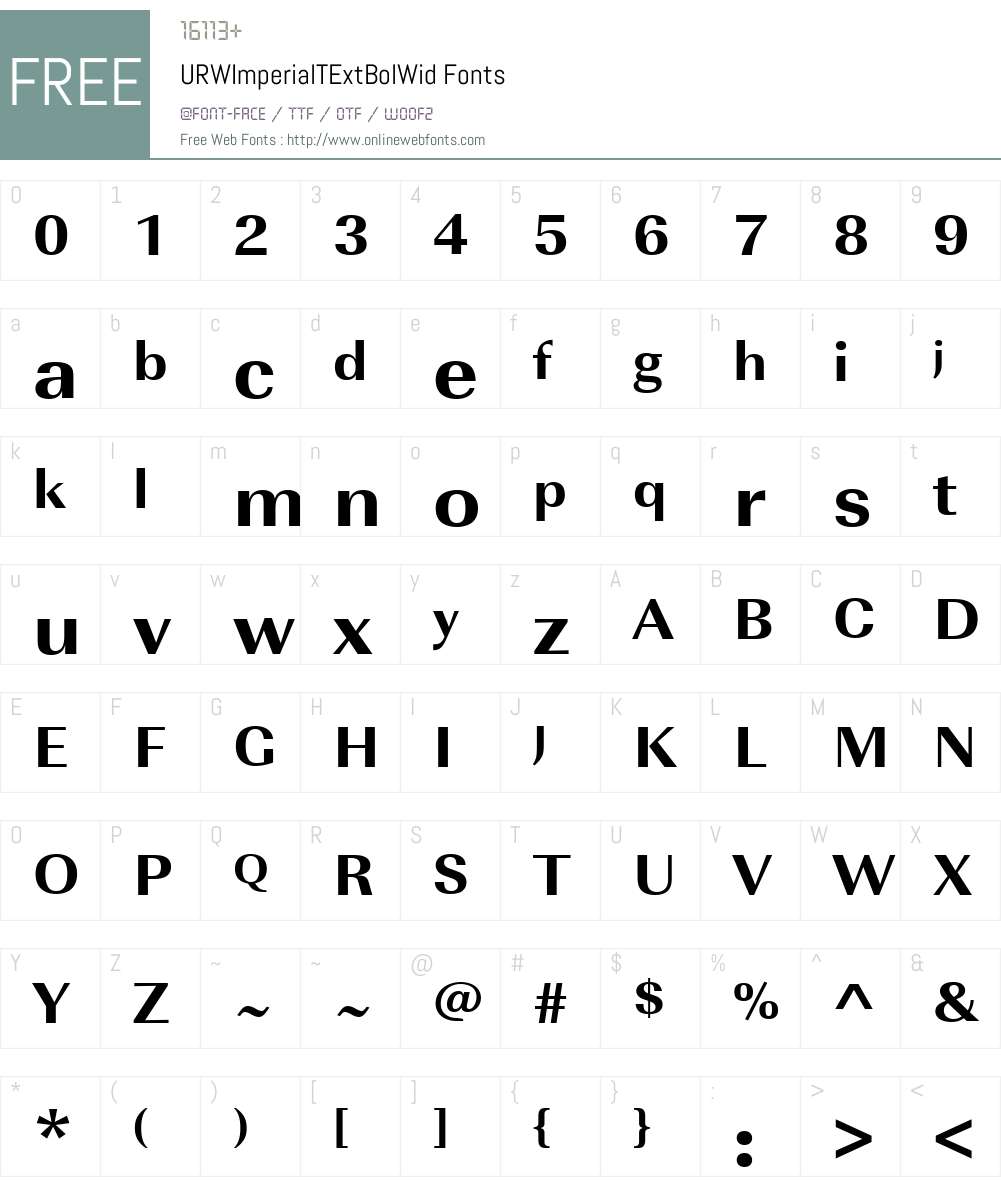 URWImperialTExtBolWid Font Screenshots