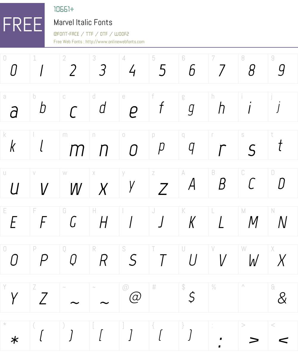 Marvel Font Screenshots