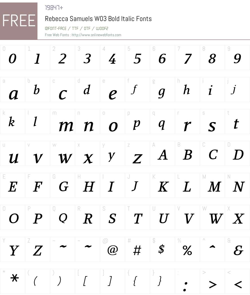 Rebecca Samuels Font Screenshots