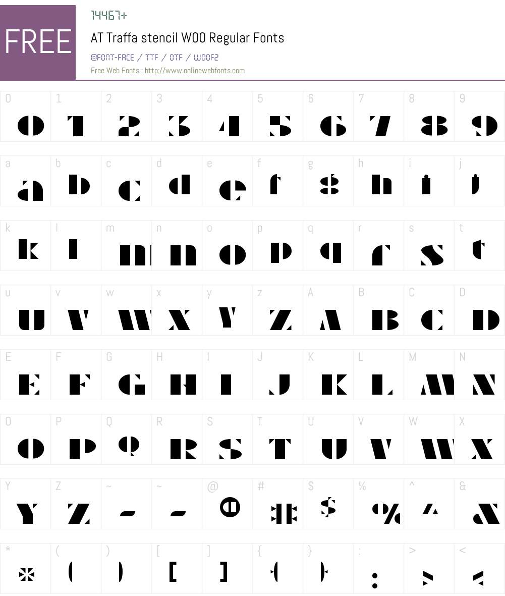 ATTraffastencilW00-Regular Font Screenshots