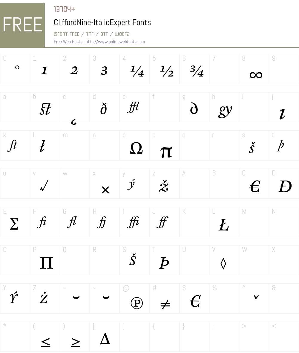 CliffordNine Font Screenshots