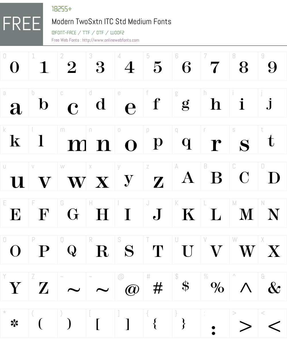 Modern TwoSxtn ITC Std Font Screenshots