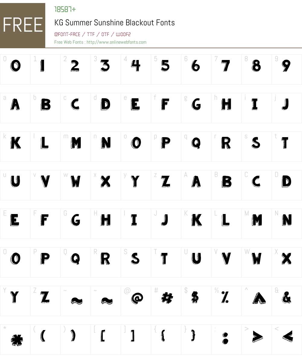 KG Summer Sunshine Blackout Font Screenshots