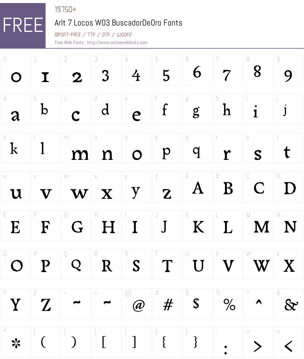Arlt7LocosW-BuscadorDeOro Font Screenshots