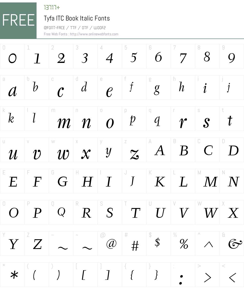 Tyfa ITC Font Screenshots