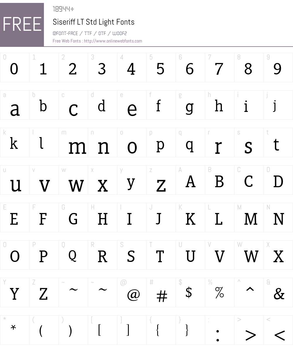 Siseriff LT Std Light Font Screenshots