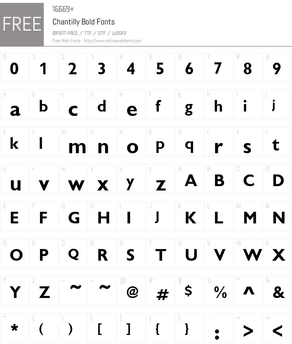 Chantilly Font Screenshots
