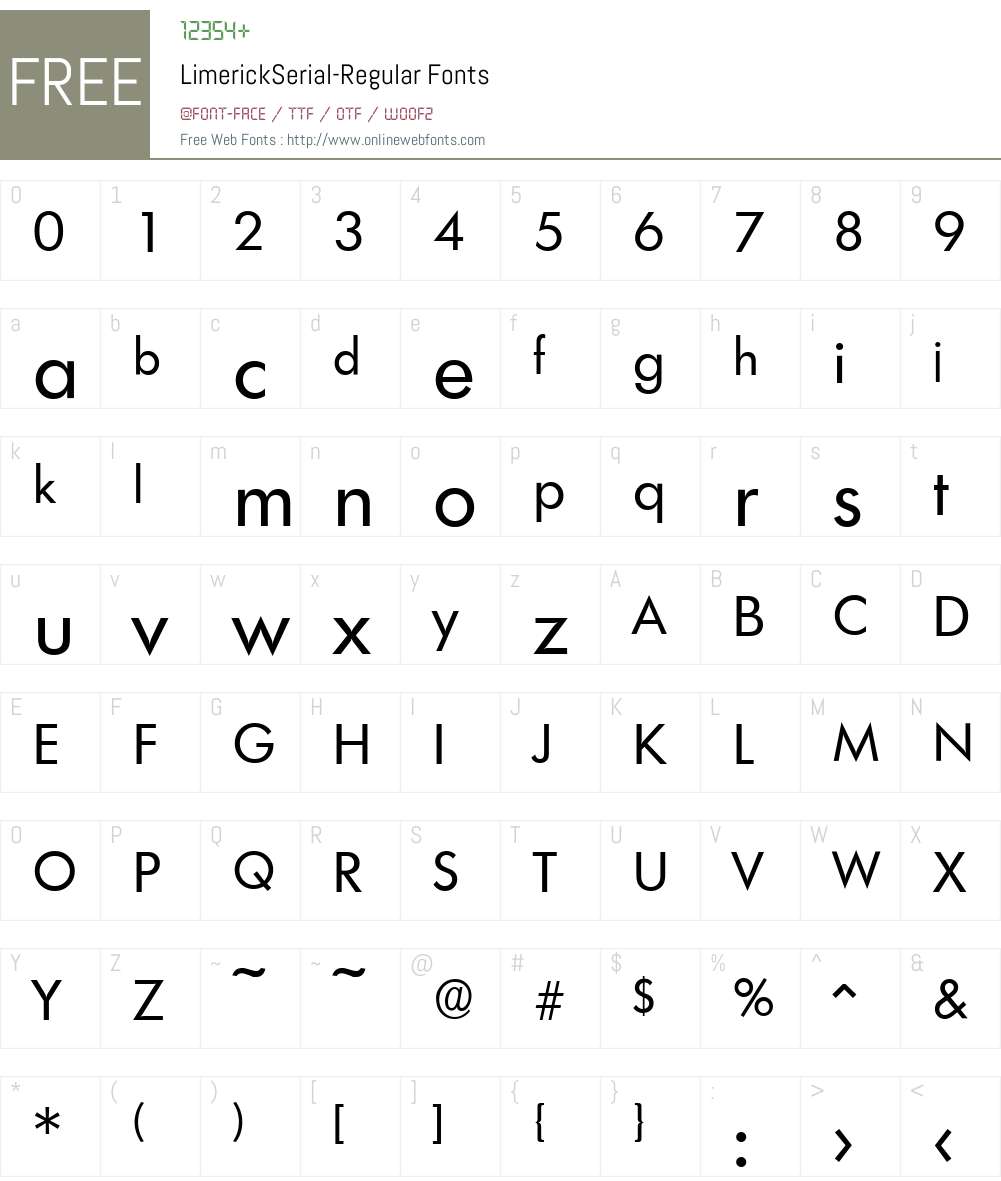 LimerickSerial Font Screenshots